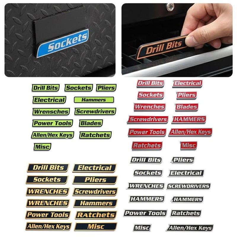 24 Pack of Magnetic Toolbox Labels,3D-Printed Tool Box Labels,Strong Magnetics Metal Drawer Label Accessories for General Tool Box Organize Organization,for Mechanic, Hobbyist, DIY Enthusiast(Blue) - Image 4